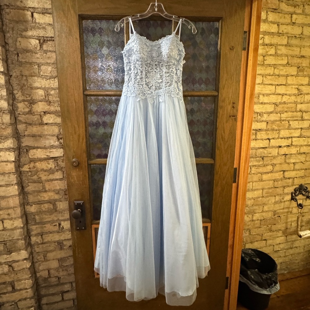 by & by Light Blue Lace Dress